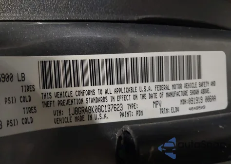 2008 Jeep Grand Cherokee Laredo z USA, uszkodzony, nr VIN 1J8GR48K08C137623